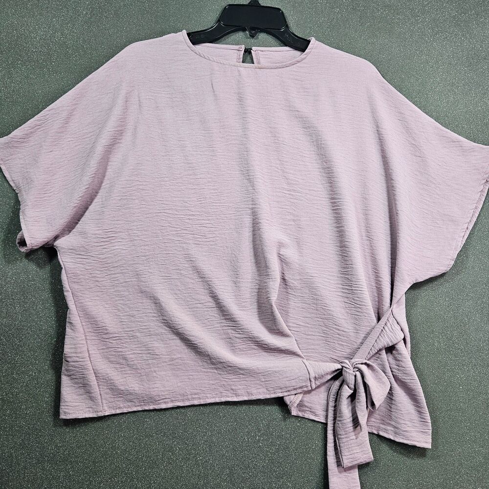SHEIN Mauve Side Tie Blouse Dolman Sleeve Textured Top